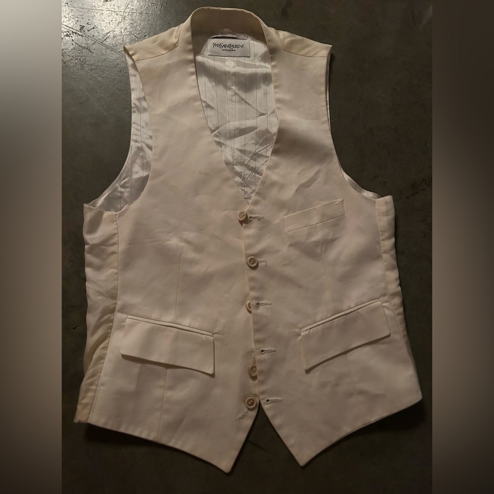 Yves Saint Laurent Cream Pinstripe Vest